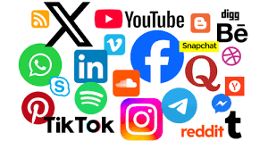 A collage of popular social media and messaging app logos—Facebook, Instagram, X (Twitter), YouTube, Snapchat, TikTok, and more—showcasing key platforms that drive online success.
